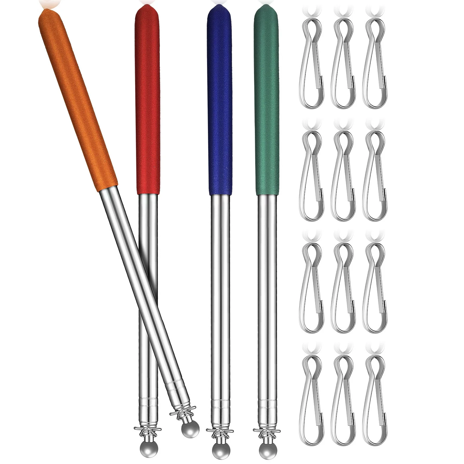 

4pcs Teaching Sticks Multifunctional Flag Poles Metal Telescopic Portable Adjustable Extendable Conference Exhibition Camping