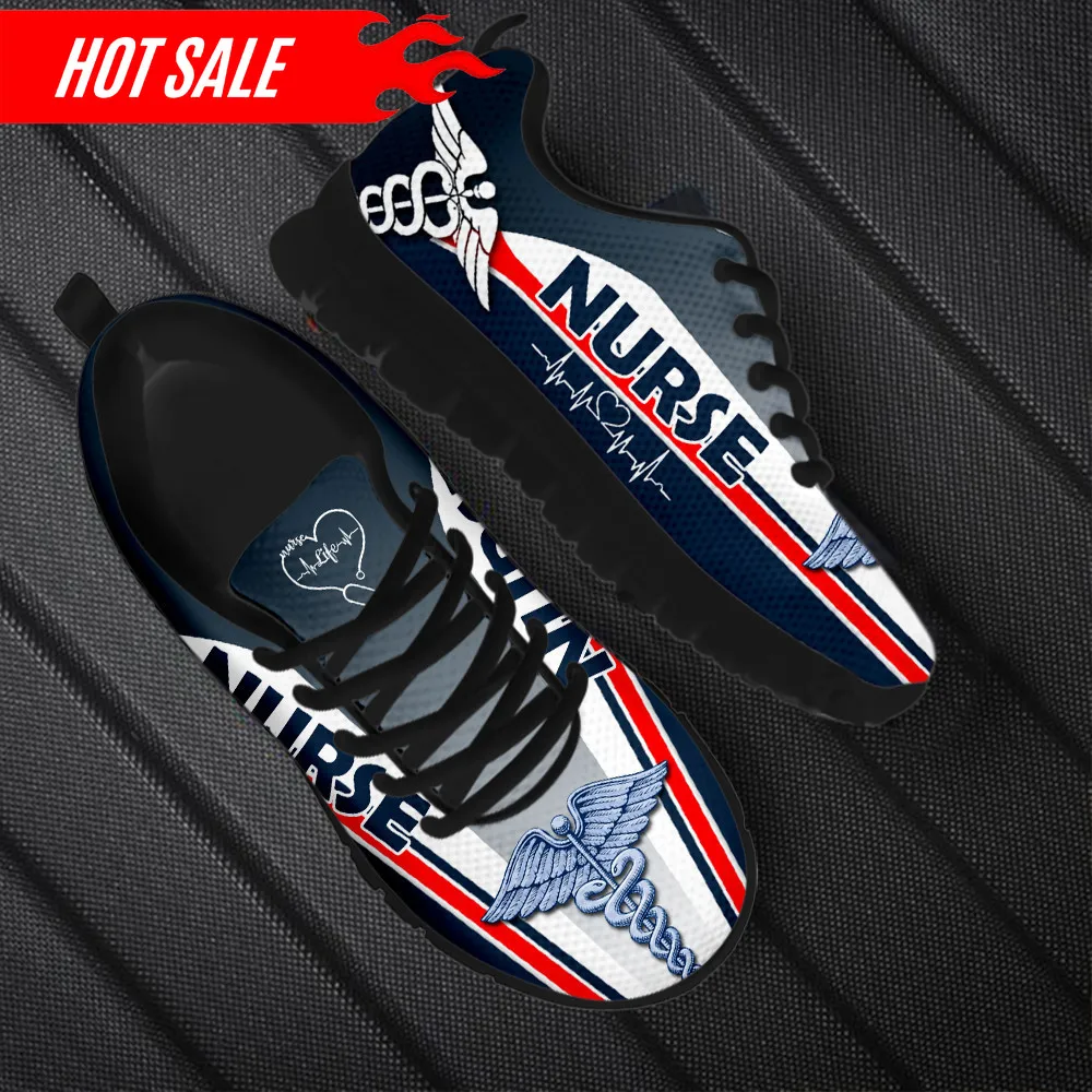 2023 Women Breathable Lace up Flat Shoes Lightweight Running Sneakers for Ladies EMT EMS Design Nurse Shoes Zapatos