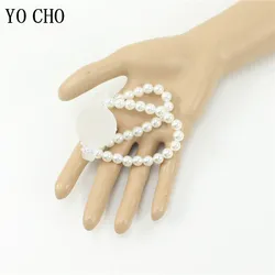10 PCS Elastic Pearl Wristband Wristlet Corsage DIY Decor Accessories Handmade Pearl Corsage Wristband for Bride Beach Party