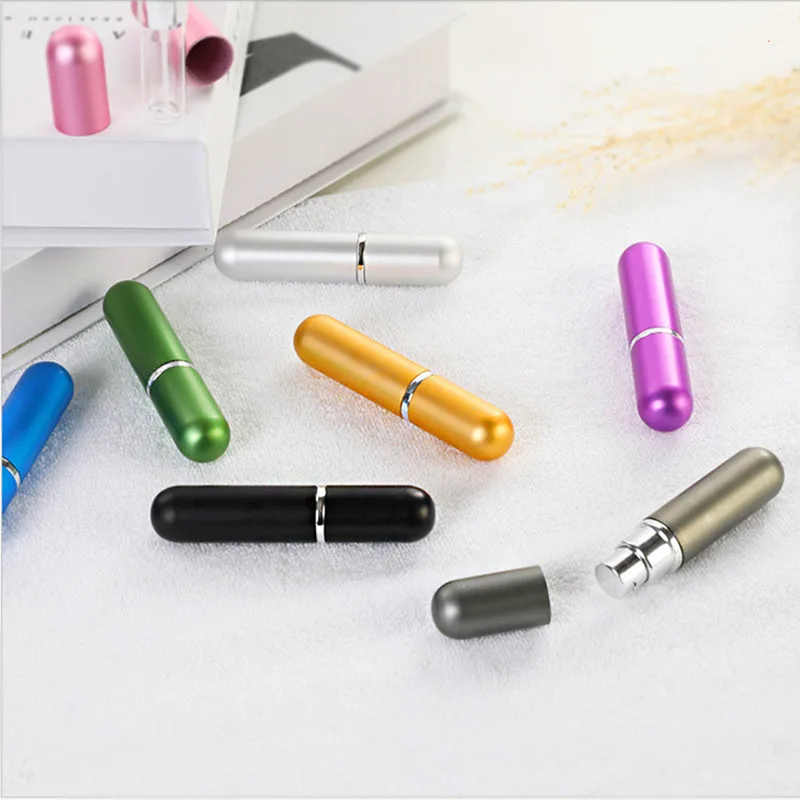 1PCS Fashion 5ml Portable Perfume Bottle Mini Aluminum Perfume Spray Bottle Travel Container Empty Atomizer Refillable Bottles