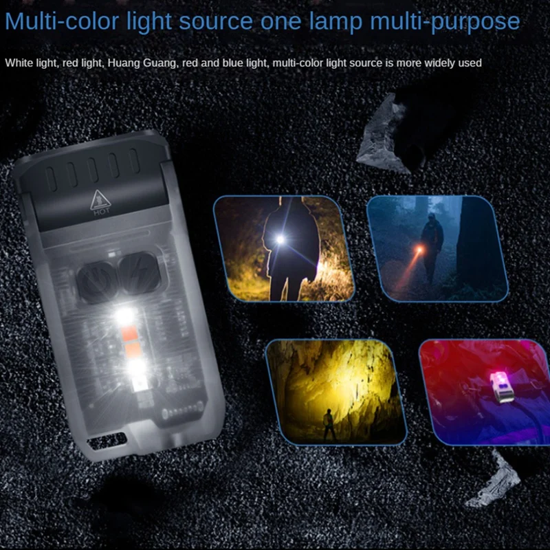 V15-小型の強力なLED懐中電灯,充電式キーホルダー,ポータブル,使いやすい,10モード,白