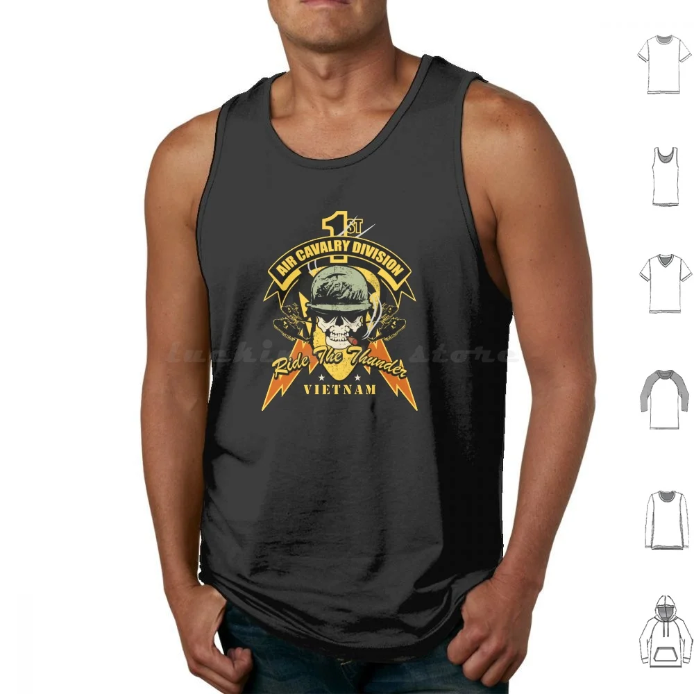 1st Air Cavalry Division Air Cav-Ride The Thunder Tank Tops Vest Sleeveless Us Army Us Cavalry Solider Veteran Vietnam Korea