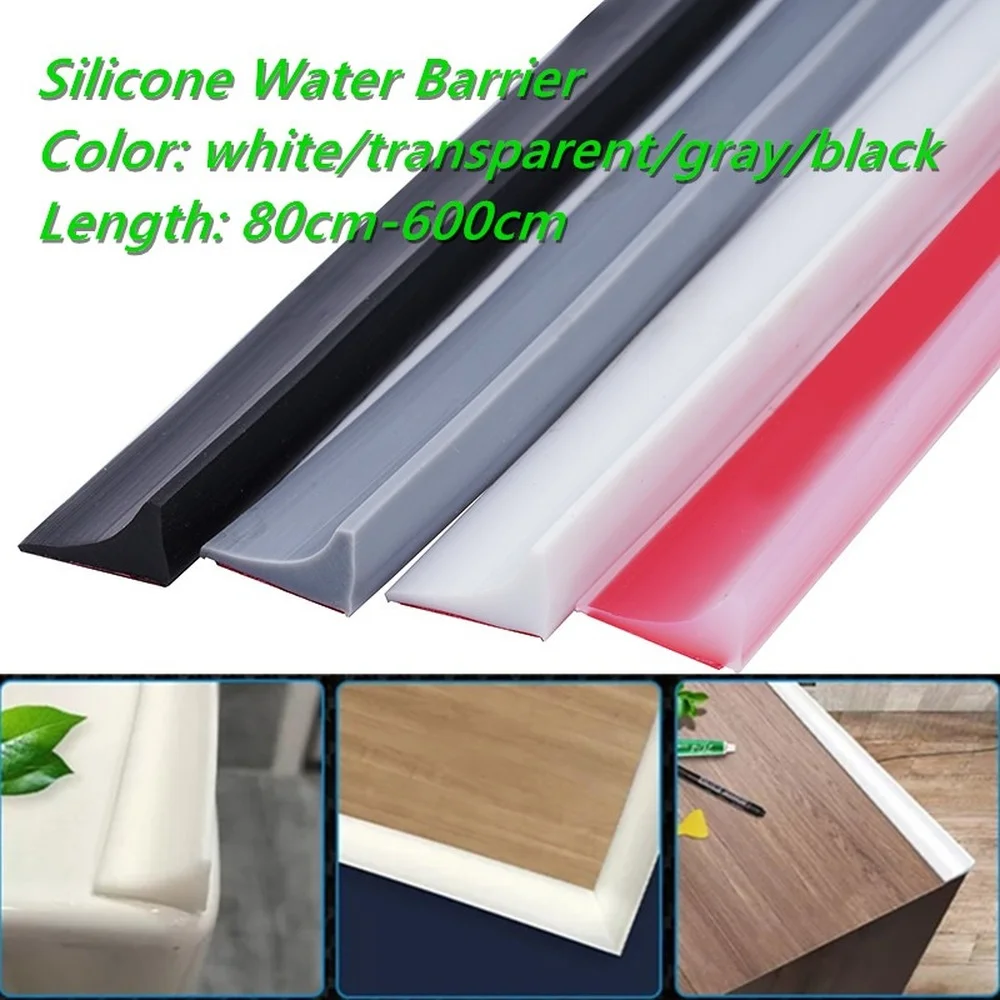 

3M Bathroom Silicone Water Stopper Blocker Shower Dam Non-slip Dry and Wet Separation Kitchen Countertop Gap Barrier Water Stop