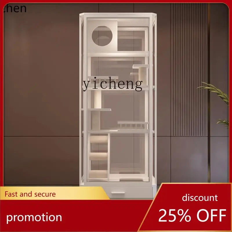 

ZML панорамное стекло кошачья вилла бытовая клетка из цельного дерева кошачий туалет встроенный кошачий домик