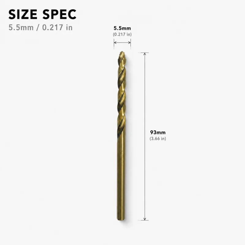 5.5mm Cobalt HSS Twist Drill Bit Titanium Coated Sharp Drill Bits for Soft Metal Wood Plastic Drilling