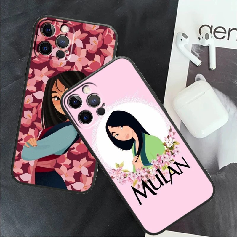 Cartoon Mulan Art Disney For Apple iPhone 15 14 13 12 11 X XS XR 8 Pro Plus Max Mini 5 SE Black Phone Case