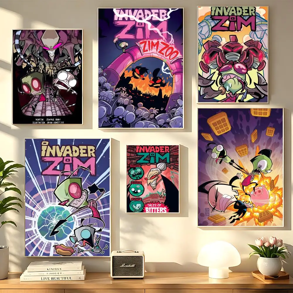 Cartoon Invader Zim Poster Decorative Wall Sticker Mural Photo Print for Bedroom Living Room Hallway Home Decor Gift