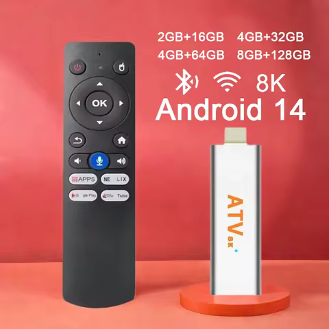 Mini TV Stick Allwinner H313 Android 14 16G 32G 64G 128G 8K Video Support Voice Remote 2.4G&amp;5G Dual Wifi 3D HDR10 Smart TV Box