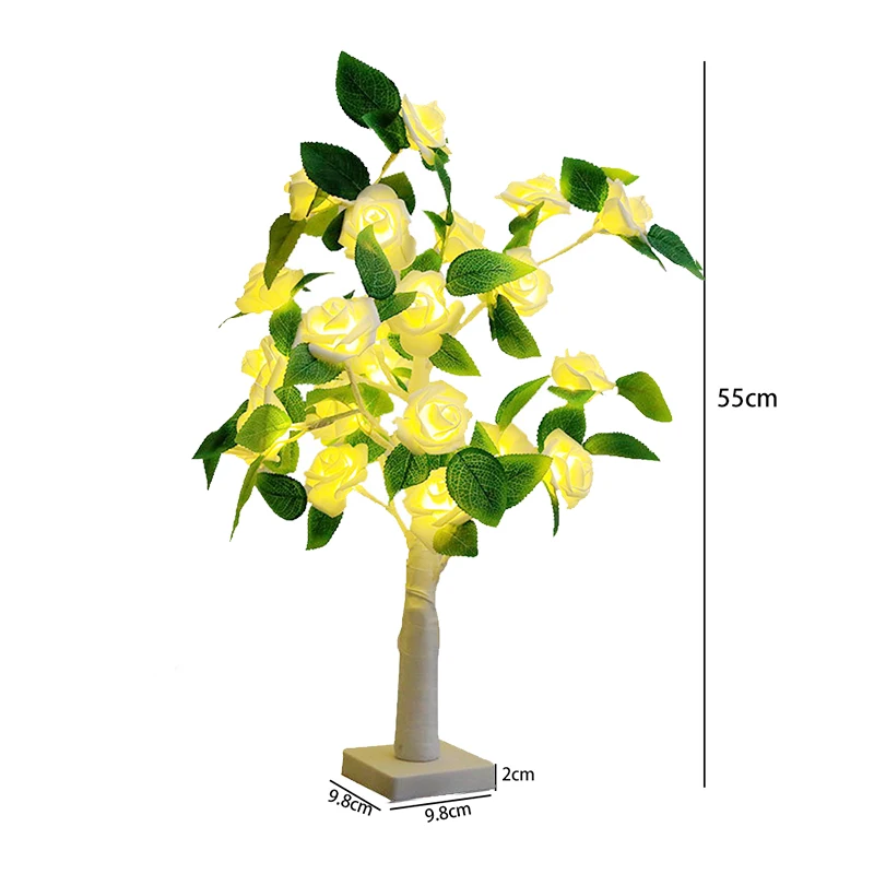 โคมไฟตั้งโต๊ะ LED ดอกกุหลาบดอกไม้ต้นไม้ USB ตกแต่งปาร์ตี้ตกแต่งคริสต์มาสเด็กของขวัญโคมไฟดอกกุหลาบตกแต่งบ้าน