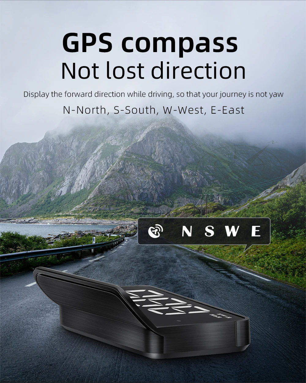 M1 GPS HUD Auto Head Up Display Kompass Geschwindigkeit MPH KMH Whit Alarm System Projektor Bordcomputer Windschutzscheibe Projektor Gauge ﻿ – Detail 10
