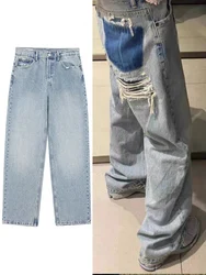 Jean taille haute à jambes larges pour femmes, pantalon en denim décontracté pour documents d'abonnés, mode rétro, rue haute, ville de Murcia, été, Y2K