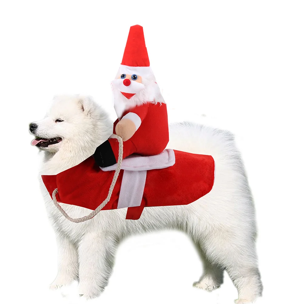 Pet Santa Claus Costume Christmas Riding Suit The Cat Dress Fancy Cosplay for Party Clothes