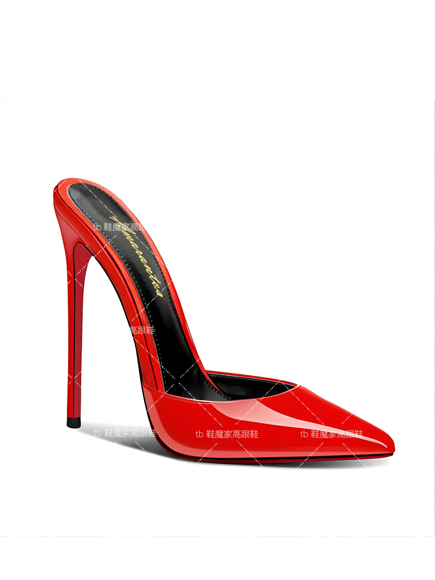 Black Toe Sandals with Pointed Toes Women's High Heels, Ultra-Fine Heels, Straight Back, Half Empty Slippers for Wearing Outside