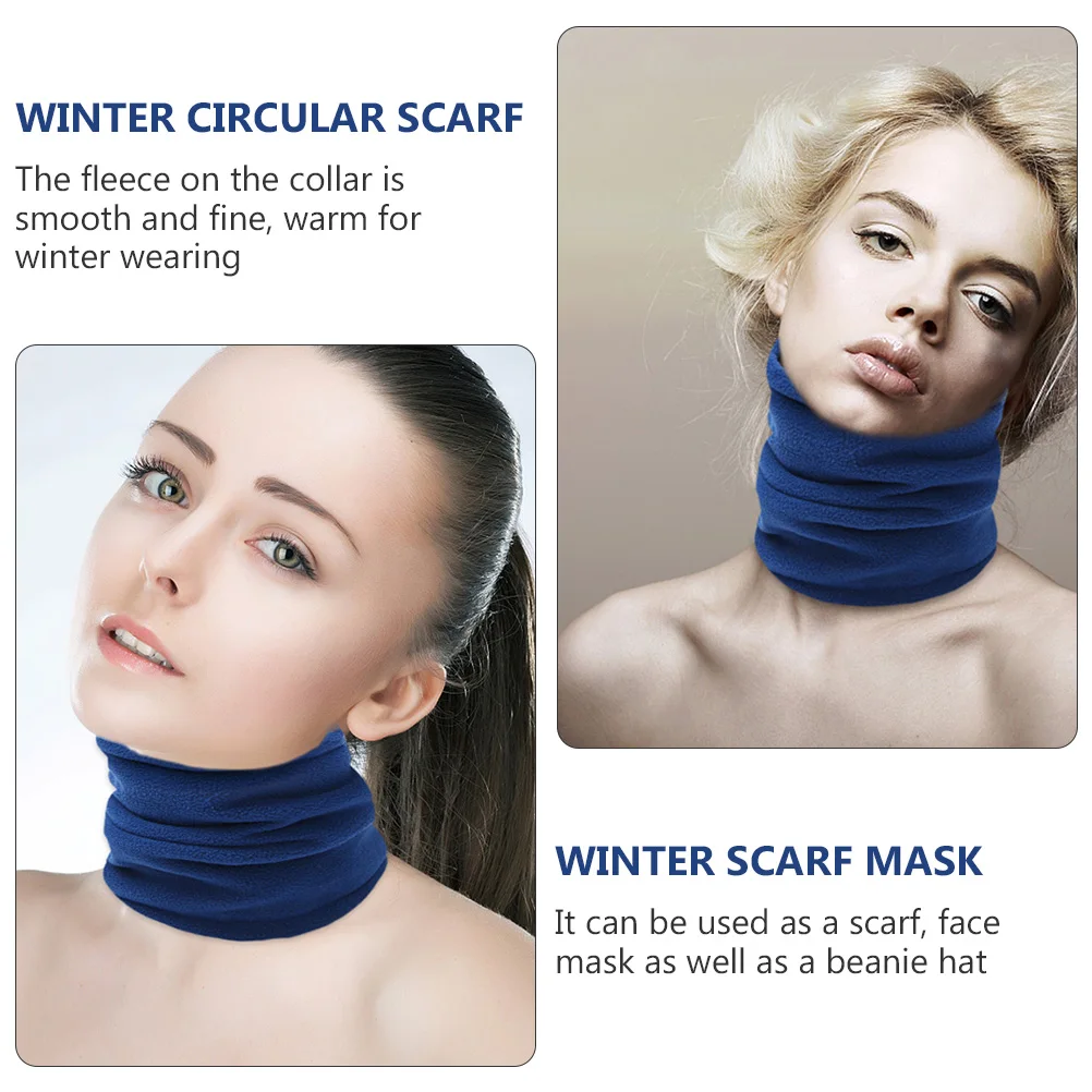 

2pcs Double Layer Warm Neck Warmer Scarf Face Mask Beanie Hat Fleece Winter Gaiter Unisexwinter Neck Collar Scarf Outdoor Hiking