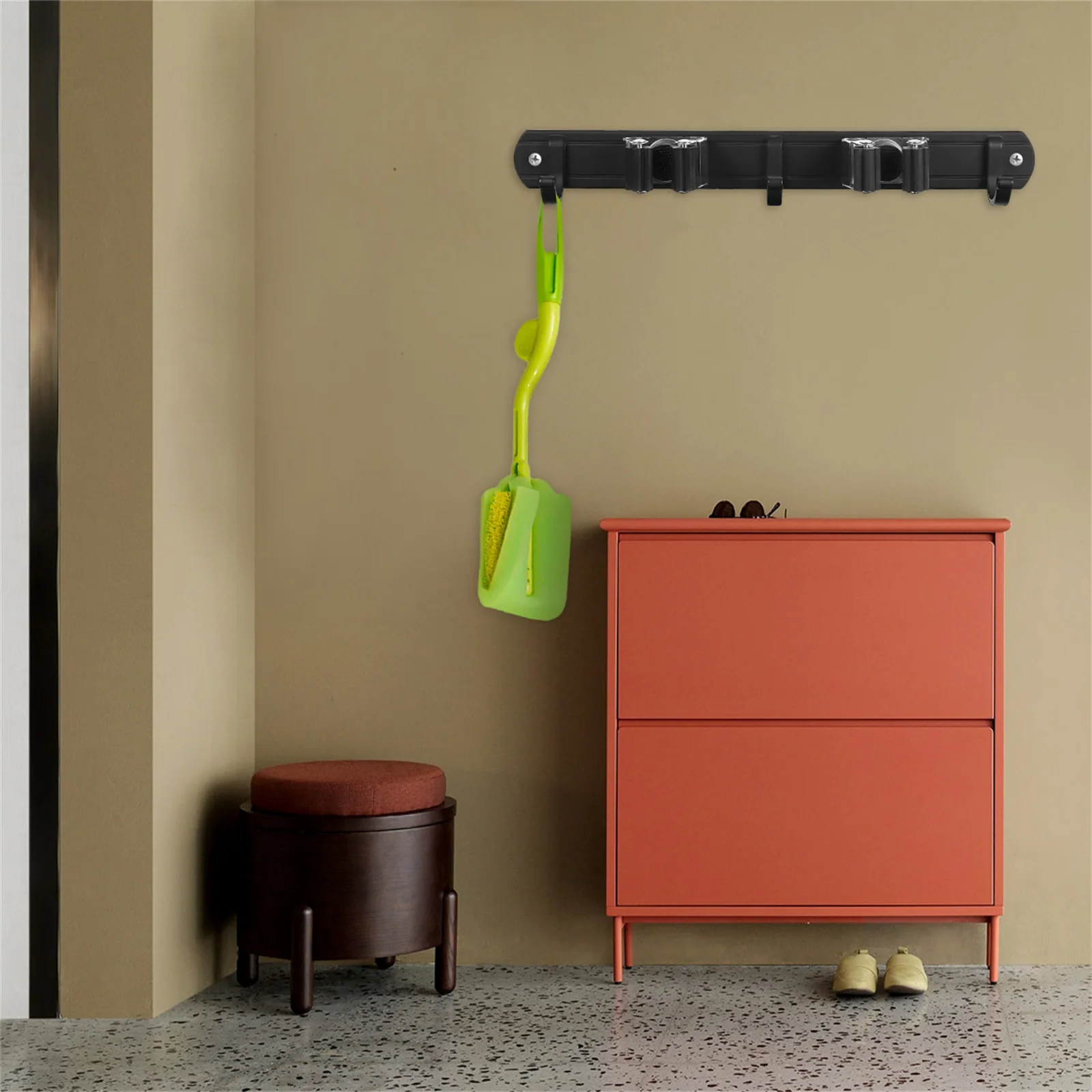 

Mop Holder Wall Mounted Organizer Heavy Duty 2 Slots 4 Hooks Broom Rack Garage Garden Tool Holder Mop Hanger Wall Hanger