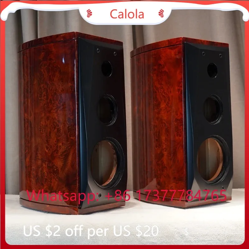 Three-way Empty Speaker Cabinet 6.5 Inch 8 Inch, Maple Burl Veneer Gloss Piano Painting Speaker Enclosure