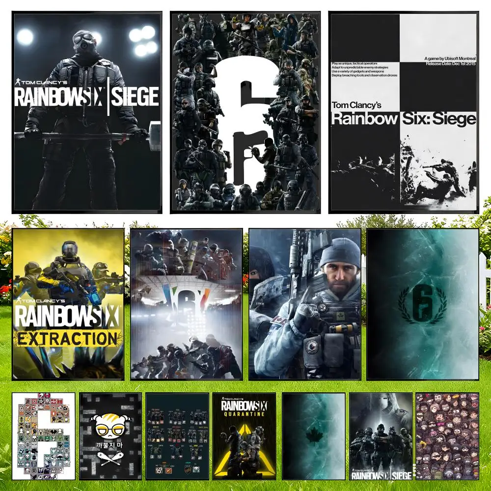 Tom C-Clancys R-Rainbow Six Siege Game Poster Easy To Install Self Adhesive HD Wall Decor Waterproof Tear Resistant Home