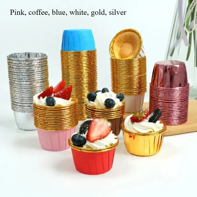 

50pcs Golden Muffin Cupcake Paper Cup Oilproof Cupcake Liner Baking Cup Tray Case Wedding Party Caissettes Cupcake Wrapper Paper