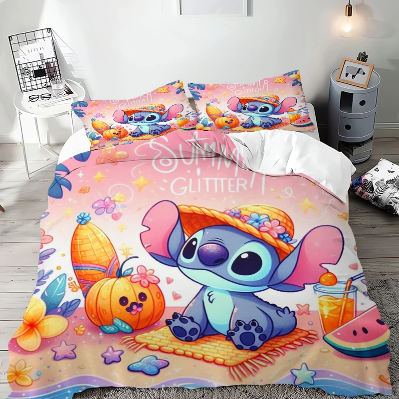 Stitch Duvet Cover 3d Colorful Print Full Size Microfiber Bedding Set with Duvet Cover Bedroom Decoration