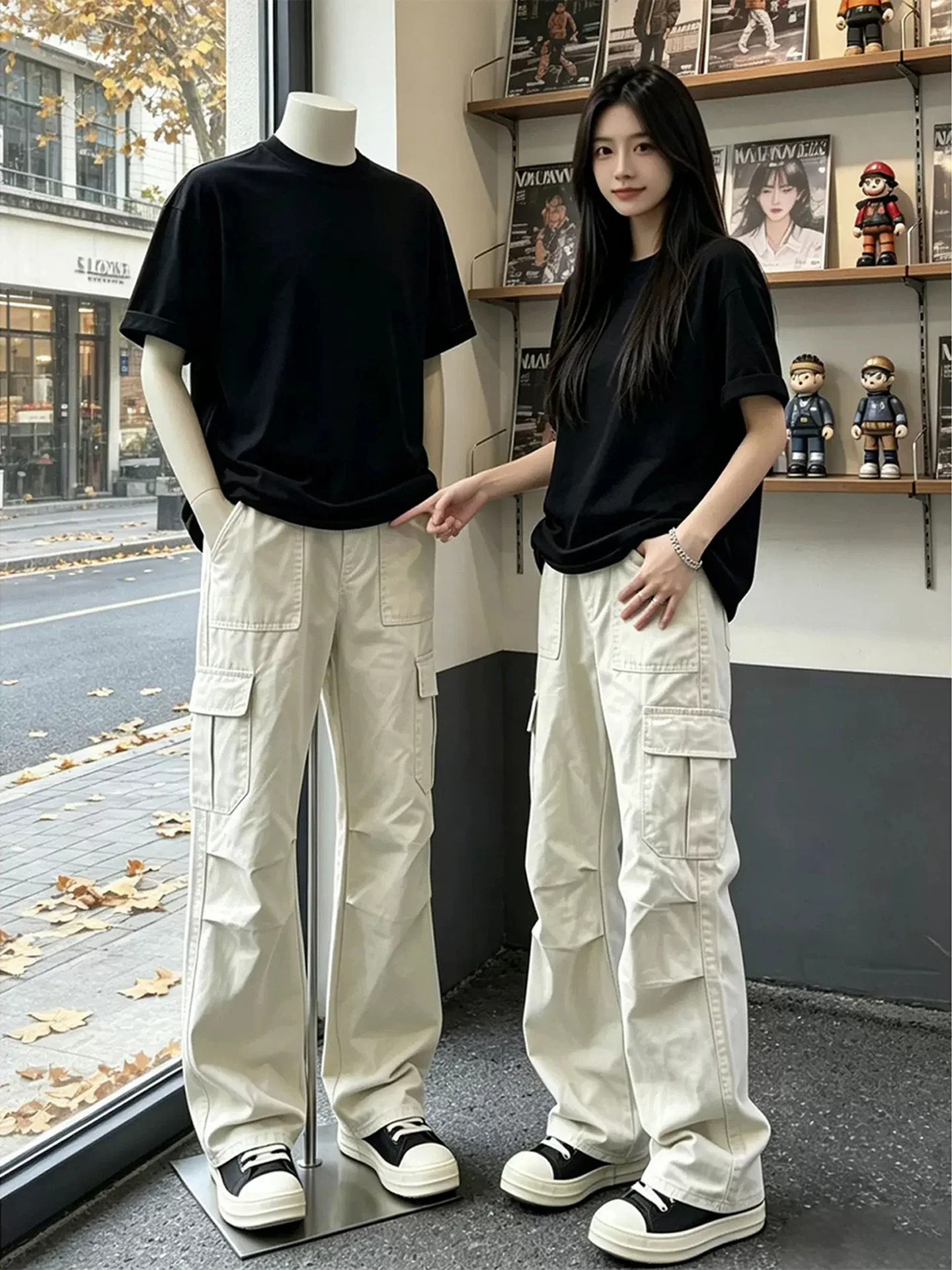 Cleanfit Khaki Multi-Pocket Logging Work Pants Men Women Summer Thin American Folded Paratrooper Straight Leg Pants Casual