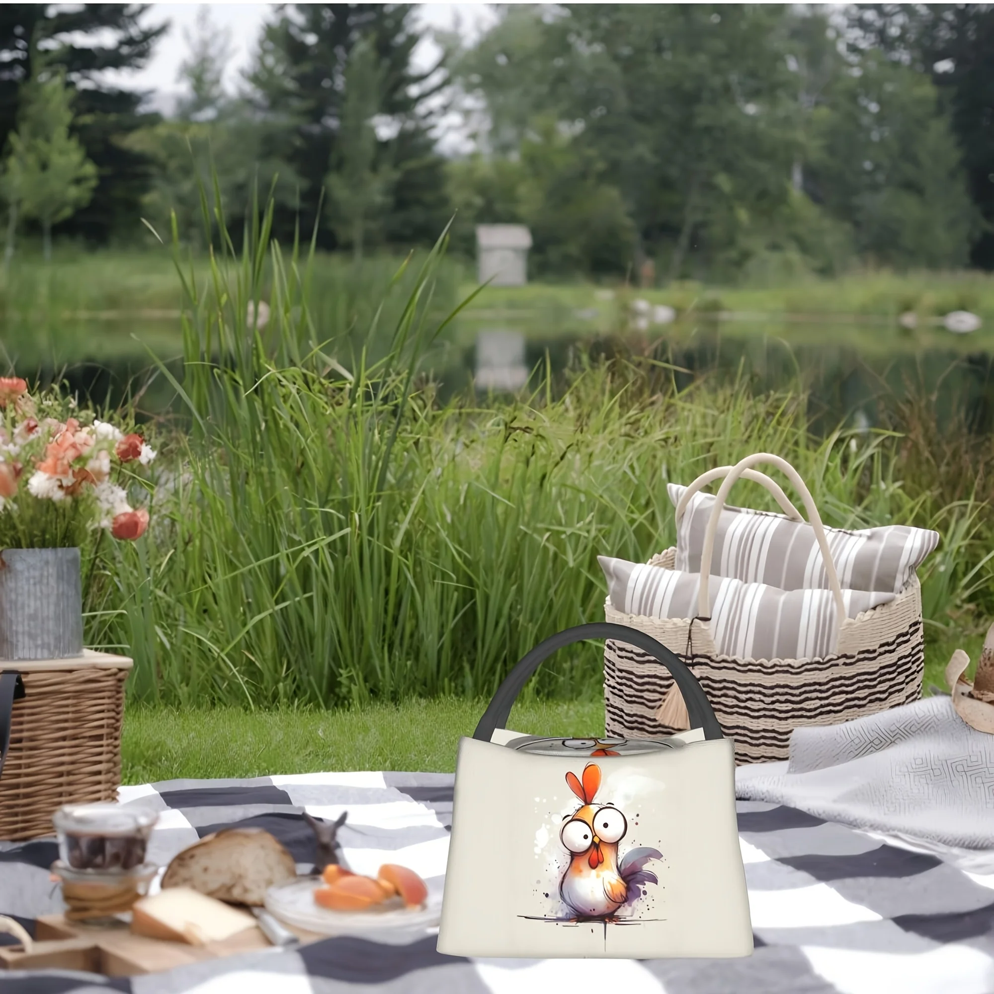 قطعة واحدة من نمط الديك المرجعي، حقيبة مبردة محمولة وقابلة لإعادة الاستخدام، حقيبة غداء معزولة، منتج يجب اقتناؤه لشواطئ التخييم