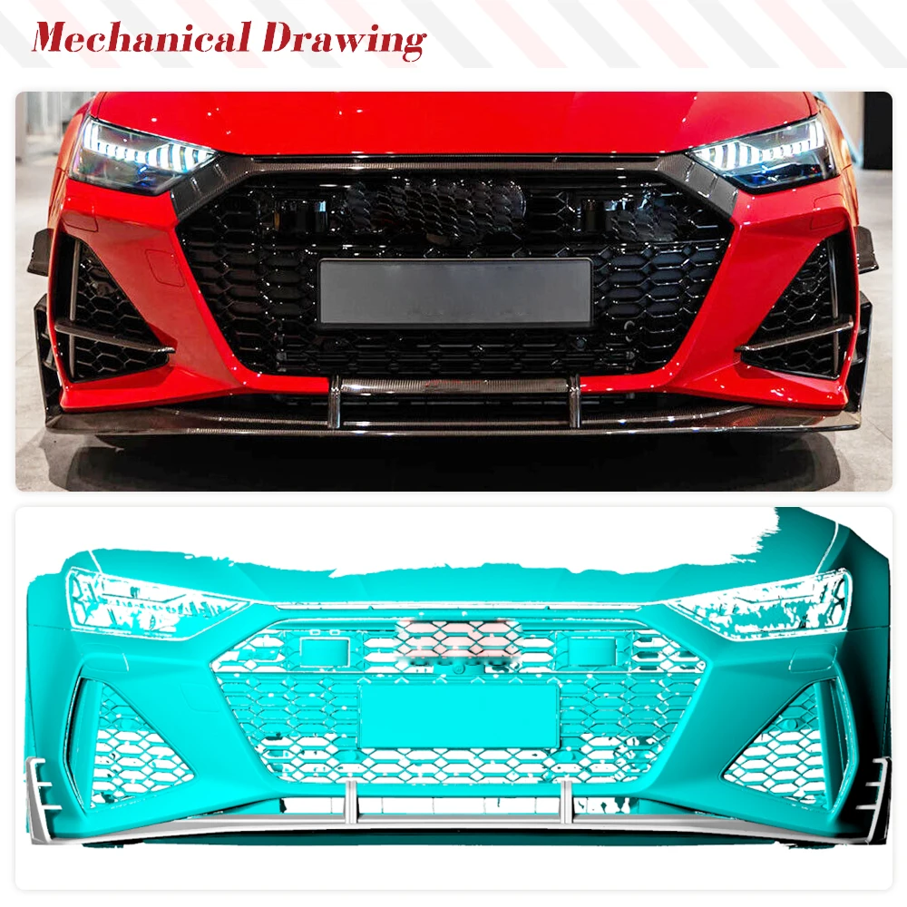 Front Bumper Lip Splitters for Audi RS7 C8 Hatchback 2020 - 2022 Dry Carbon Fiber Front Bumper Lip Spoiler Splitters Guard