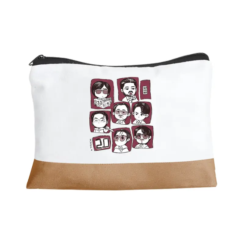 

Arirang World Tour 2026 Brown White Spliced Makeup Bag Multifunctional Zipper Pouch for Women Travel Storage Bag Kpop Fan Gift