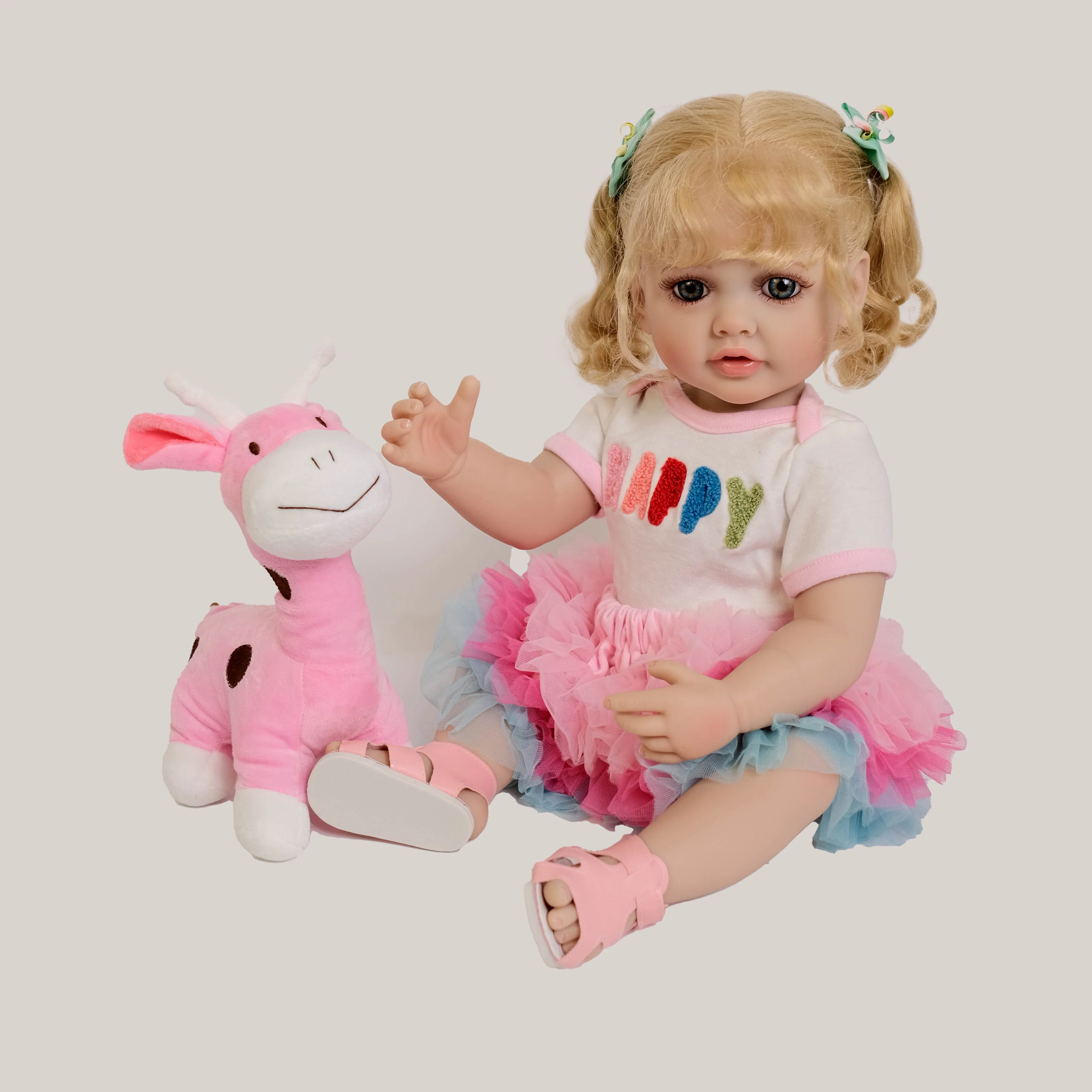 NPK 55CM Full Body Betty Soft Silicone Vinyl Reborn Toddler Roote Hair Girl Princess Lifelike Baby Doll Christmas Gift for Grils