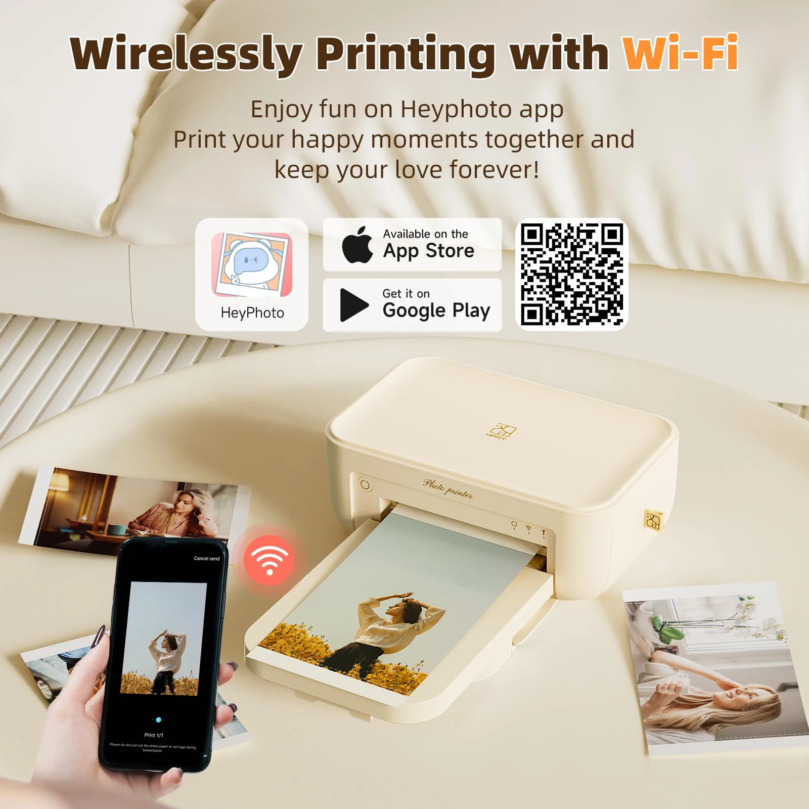 HPRT CP4100 Thermal Photo Printer 4x6 inch Bluetooth Wireless Desktop Instant Picture Printer With 20 Sheets Paper & Ribbon
