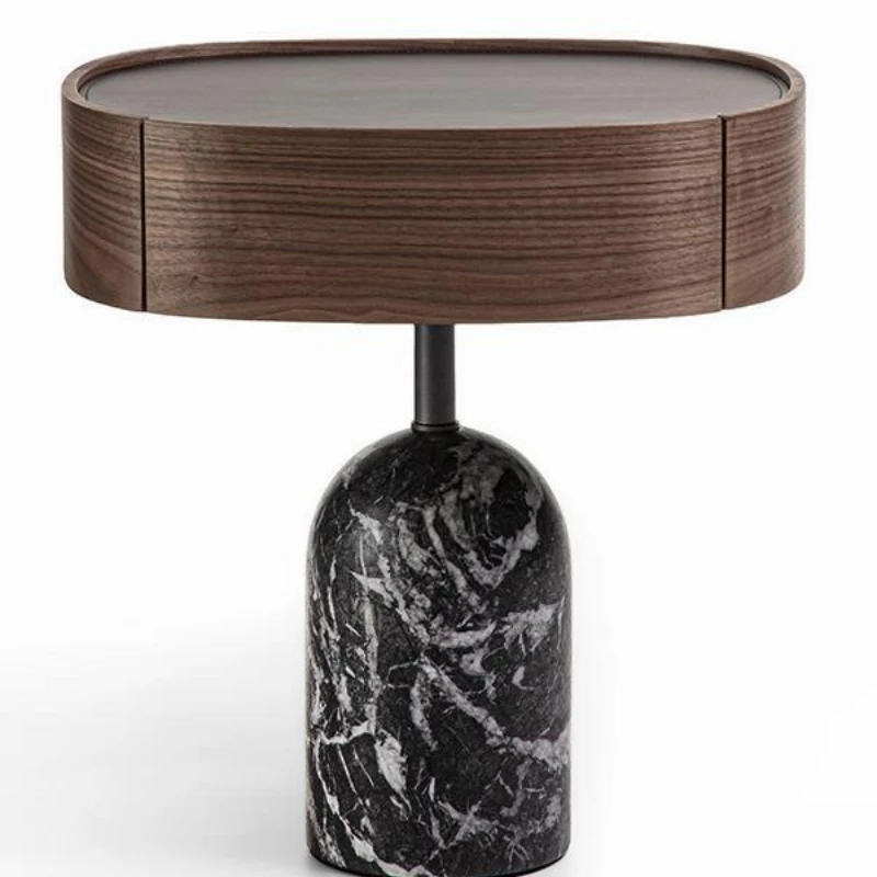 Italian minimalist marble bedside table, small apartment, light luxury, storage cabinet, multi-functional storage cabinet