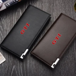 Leather Wallet Men Cash Credit Card Holder Checkbook Coin Pocket Purse For VW GTI Passat Polo Golf Scirocco Tiguan Touran GTD