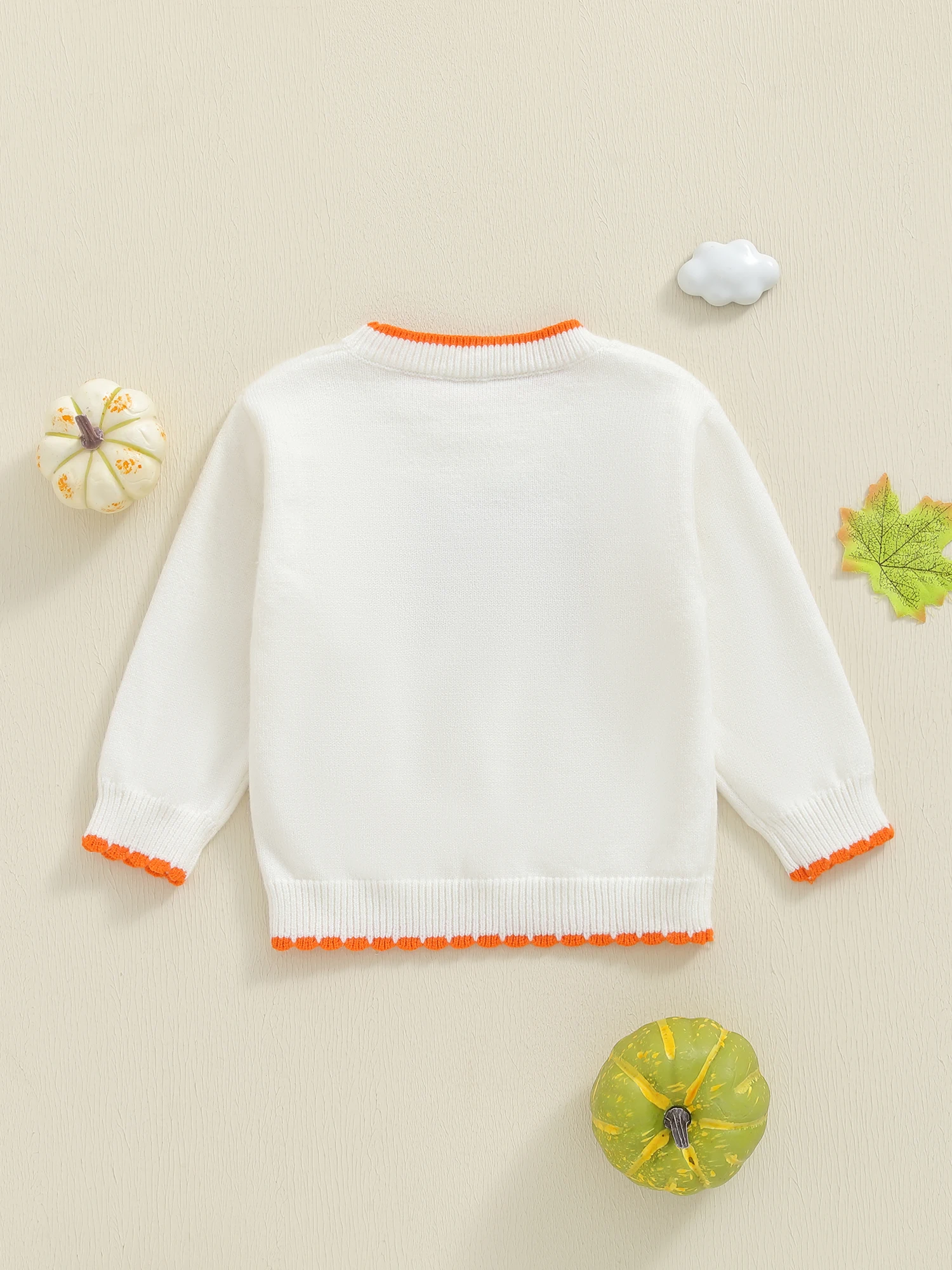 

Toddler Girls Sweater Long Sleeve Crew Neck Pumpkin Warm Winter Sweater Halloween Clothes