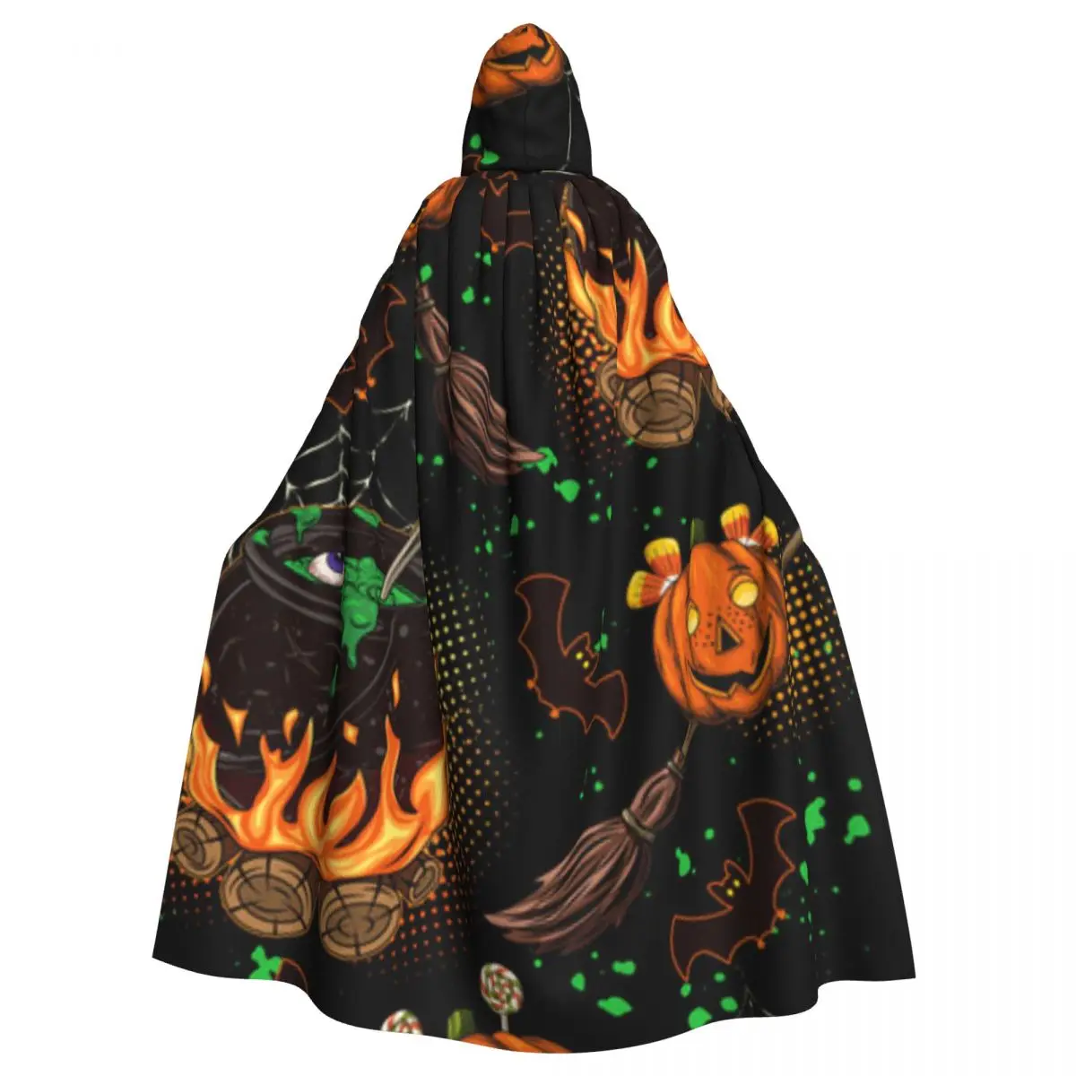 Unisex Adult Witch Cauldron With Bubbling Liquid Cloak with Hood Long Witch Costume Cosplay