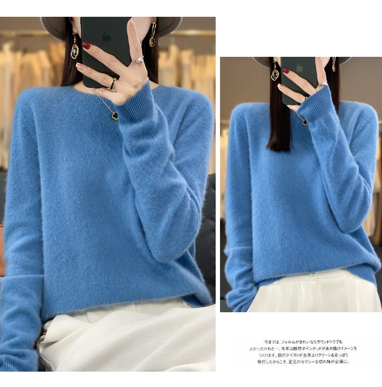 2026 New Cashmere Basic Top Long Sleeve Women O-Neck Knitted Sweater 100% Pure Merino Wool Pullover Clothing Knitwear Traf