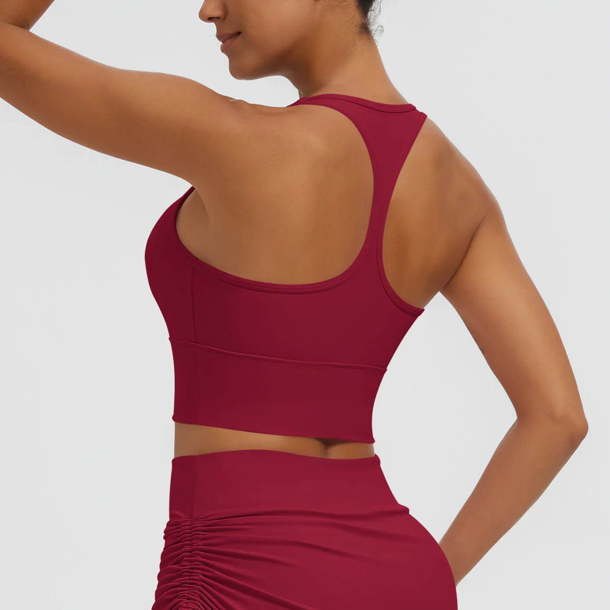 Women Padded Racerback Sports Bra Solid Color Quick Dry Yoga Tank Top Fitness Casual Vest
