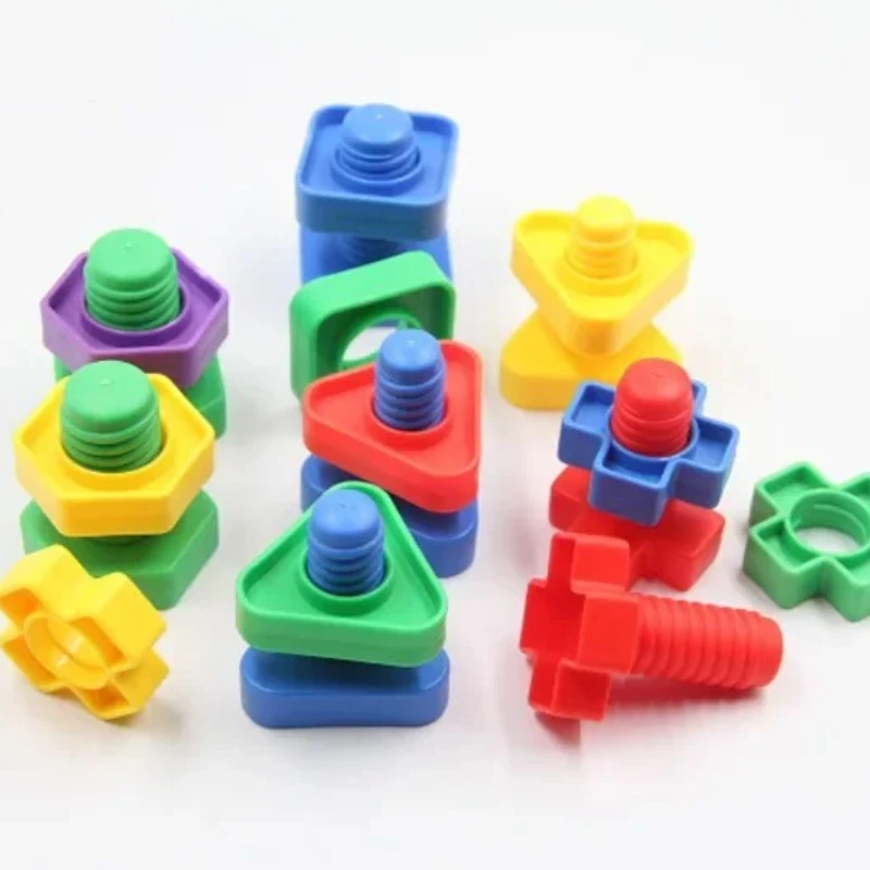 5 مجموعة المسمار اللبنات الجوز شكل مباراة لغز لعب للأطفال الرضع مونتيسوري شكل اللون التعرف على الألعاب التعليمية