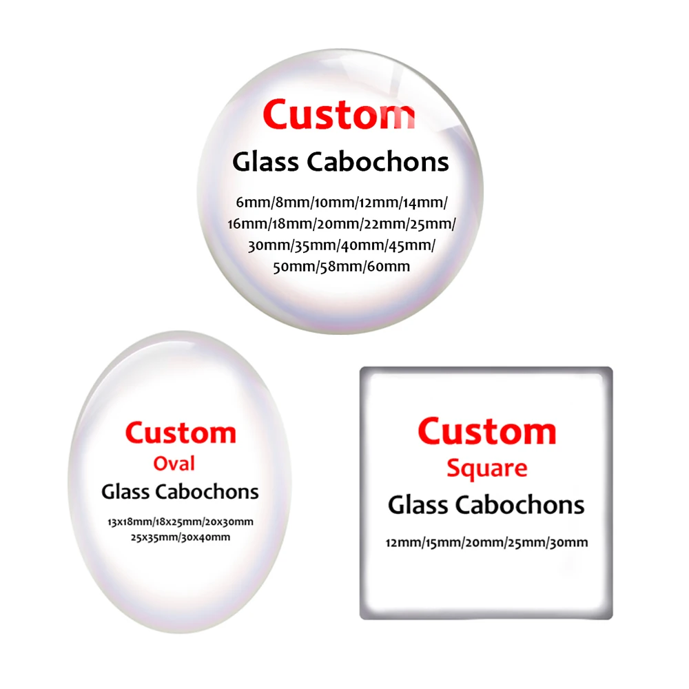 Custom Round Oval Square Glass Cabochon Personalized Demo Flat Back Cameo For Diy Jewelry Making Accessories