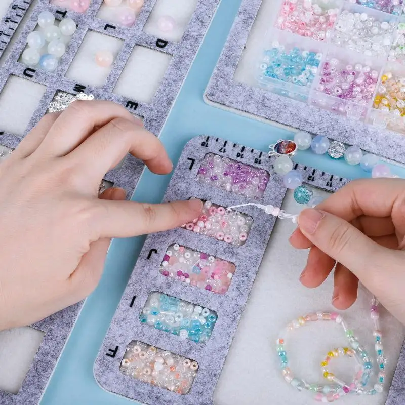 Making Felt Bead Mat with CM Alphabetic Beads Tray Non Slip Board Pad for DIY Bracelet Necklace Assembly view 5