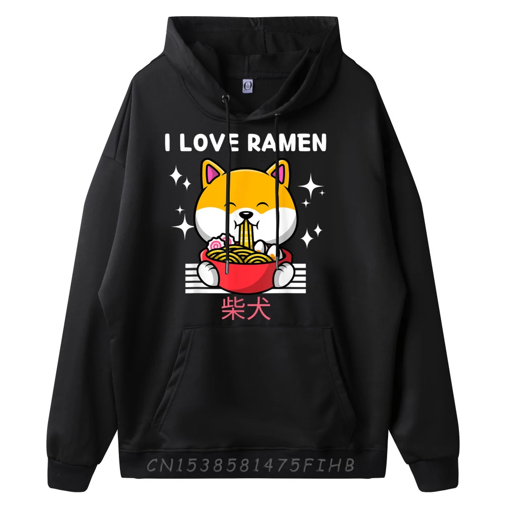 I Love Ramen Cute Kawaii Shiba Inu Eats Ramen Japanese Graphic Shirts Clothes Big Size Harajuku