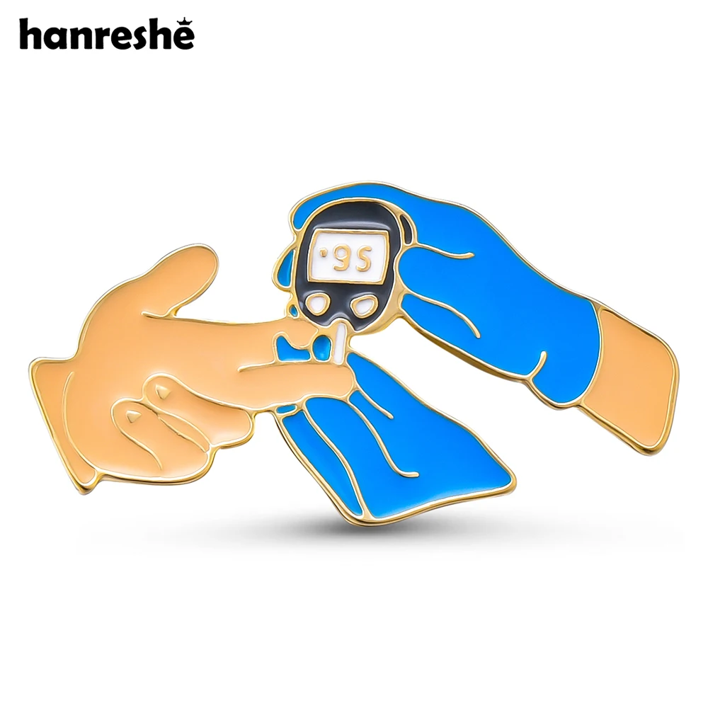 Hanreshe Blood Glucose Test Enamel Brooch Pin Medical Physical Examination Lapel Badge Medicine Jewelry for Doctor Nurse