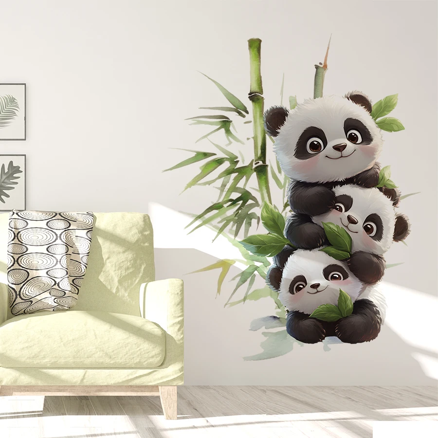 1pc Watercolor Bamboo Growth Chart Wall Decal, Removable Height Measure Ruler PVC Sticker for Kids Room Nursery Door Decor
