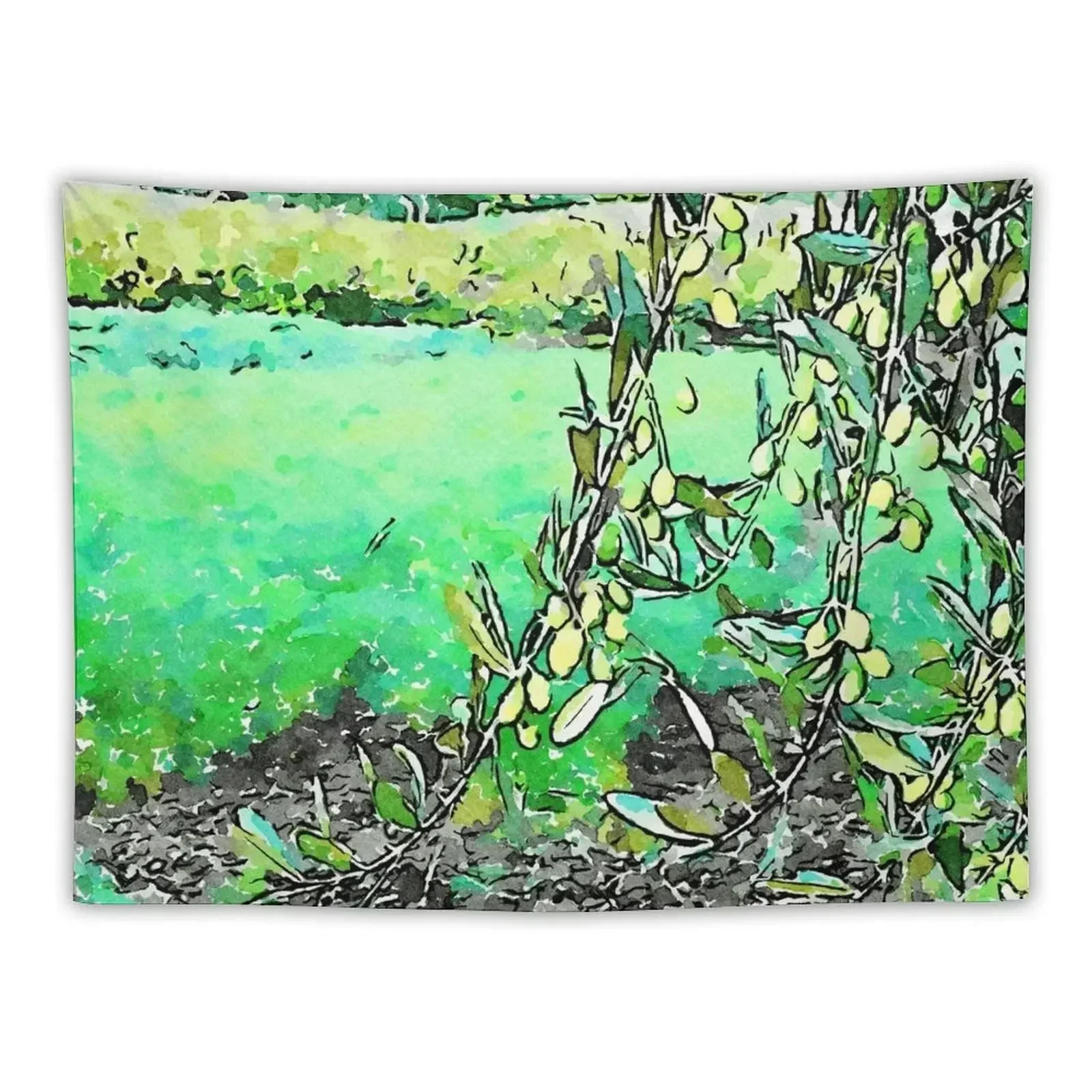 

Hortus Conclusus: olive tree on green field Tapestry Wallpaper Custom Wall Hanging Decor Tapestry