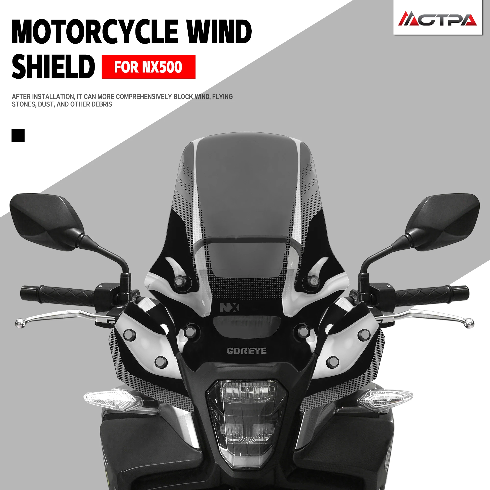 NEW GD Windshield For Honda NX500 NX 500 2025 2026 Motorcycle Accessories Wind Deflectors WindScreen Viser Gray