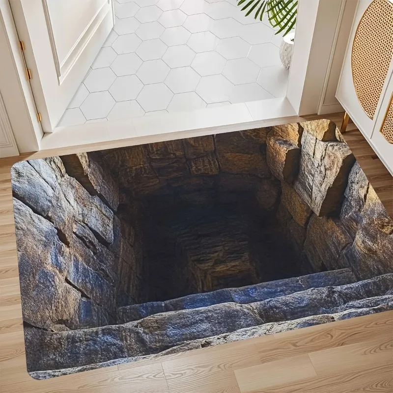 Paillasson en flanelle avec Illusion d'optique 2D, Design de grotte sans fin, pour salon, maison de vacances, donnez-vous porte-bonheur, décoration de maison