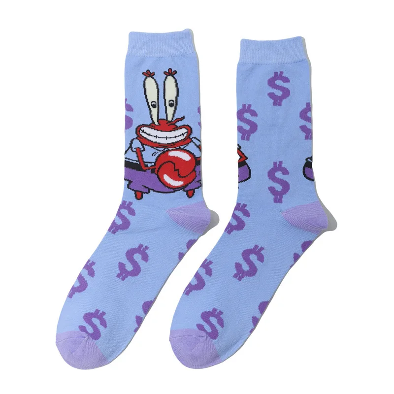 Anime Spongebob Socks Cartoon Knitted Cotton Socks Pure Cotton Adult socks Fashion Trend Tube Socks Direct Selling