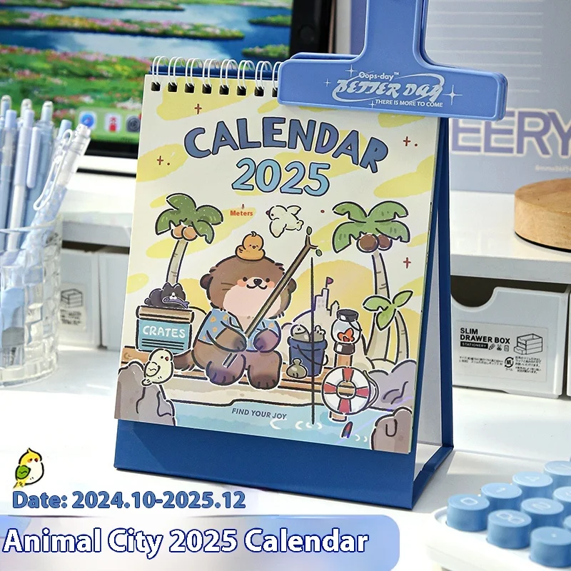 2025 New Calendar Creative Desktop Decoration Calendar Cute Otter Notepad Calendar Snake Year Planning Table Exam Countdown