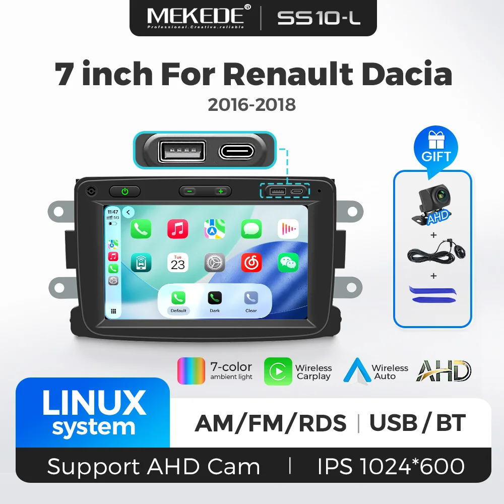 7Inch Linux System Car Multimedia Player for Renault Dacia Duster Sandero Dokker Logan Lodgy Captur Symbol Carplay Android Auto
