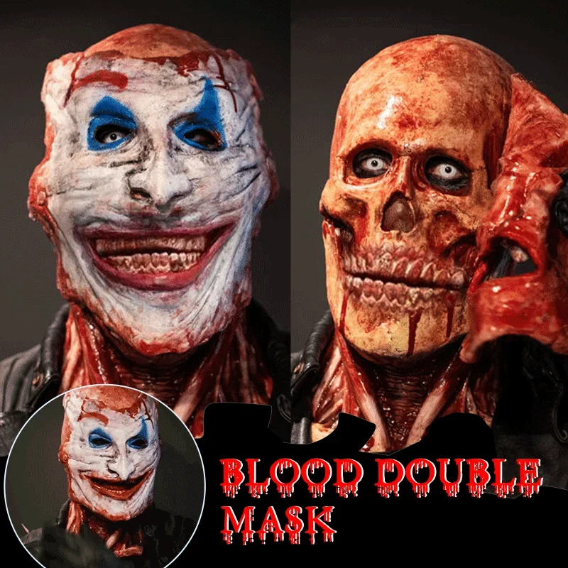 Bulex Which Is Me Scary Halloween Mask Tear-Off Type Skeleton Joker or Ghost Rider Double Latex Mask Creepy Cosplay Props