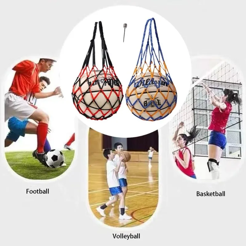 ถุงตาข่ายบอลแบบพกพาหลากสี, ถุงตาข่ายบาสเก็ตบอล, ถุงเทนนิสไนลอน, ฟุตบอล, วอลเลย์บอล, ตาข่ายบอลกีฬา, เพิ่มเข็มบอล