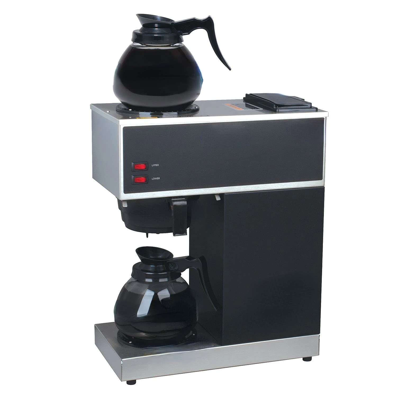 VPR-2GD 12-Cup Pourover Commercial Coffee Brewer with Upper and Lower Warmers and Two Glass Decanters